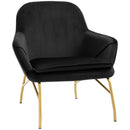 Poltrona Imbottita 74x68x77 cm in Tessuto Effetto Velluto Nero