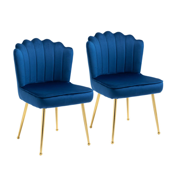 sconto Set 2 Sedie Imbottite 57x58x88 cm in Tessuto Effetto Velluto Blu