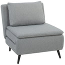 Poltrona Letto 75x88x78 cm con Schienale Regolabile e Cuscino in Tessuto Effetto Lino Grigio Chiaro      