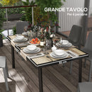 Tavolo da Giardino 145x85x72 cm con Piano Effetto Legno in Plastica PSPC e Acciaio Grigio      