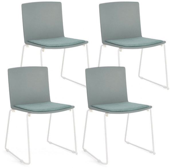 Set 4 Sedie 43,5x50x79 cm Giulia in Poliestere Bianco e Verde Salvia prezzo