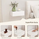 Set di 2 Comodini Sospesi Moderni 40x30x15 cm con Cassetto in Legno Bianco      