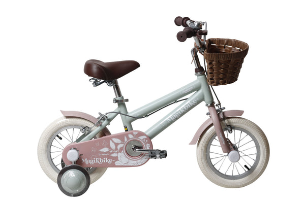 sconto Bicicletta per Bambine Antonella 12 Pollici con Stabilizzatori e Cestino Verde e Rosa Verde e Rosa