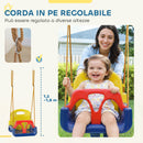 Altalena per Bambini da Giardino 3 in 1 con Corde Regolabili 42x33x120-180 cm in PP e PE Blu      