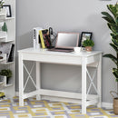 Scrivania porta PC dal Design Moderno e Minimal 105x50x76 cm in Legno e Acciaio Bianco      