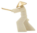 Decorazione Samurai Toku Quarzy 34x12x30 cm in Resina e Metallo Bianco e Oro      
