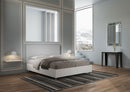 Letto Matrimoniale con Rete e Contenitore Alzata Comoda Struttura Bianco Frassico e Testata in Similpelle Level Bianco Varie Misure