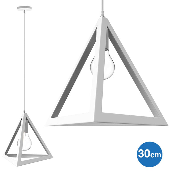 online Lampadario Lampada Sospensione Piramide 30cm Design Moderno Paralume Bianco
