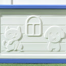 Cuccia per Cani Taglia Piccola da Esterno 60x42x40 cm con Ingresso e 2 Prese d'Aria Laterali in PE Blu e Bianco      