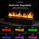 Camino Elettrico a Vapore Acqueo con Fiamme 3D con Bruciatore a Incasso 100x21,5x24 cm DFVAPO100 Pannello Digitale e Fiamme Multicolor in Acciaio e Alluminio Nero