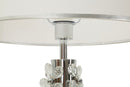 Lampada da Tavolo Silver Flower Ø35x74 cm in Ferro e Metallo e Tessuto e Vetro Argento e Bianco      