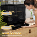 Gabbia per Uccelli 46,5x35,5x92 cm con Maniglia Vassoio Estraibile e Posatoi in Legno Nero      
