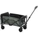 Carrello da Giardino 114x46x65-92 cm Capacità 72L Pieghevole con Pannello Apribile in Acciaio e Poliestere Verde 