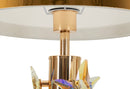 Lampada da Tavolo Gold Butterfly Ø35x74 cm in Ferro e Metallo e Tessuto e Vetro Oro e Bianco      