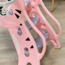 Scivolo per Bambini 18-36 Mesi 133x60x70 cm con Canestro da Basket Rosa e Grigio   