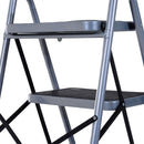 Scala Pieghevole Salvaspazio 4 Gradini 48x63x155 cm max 150kg in Metallo Argento e Nero