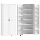 Mobile da Cucina 80x40x180 cm con Ruote 2 Ante 14 Scomparti in MDF Bianco      