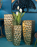 Porta Vasi Glody Tris 38x38x94 cm - 30,5x30,5x76 cm - 23x23x63 cm in Ferro Oro      