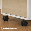 Schedario Cassettiera da Ufficio con 3 Cassetti 4 Ruote con Serratura e 2 Chiavi Bianco e Rovere      