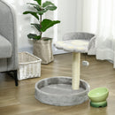 Tiragraffi per Gatti 41x41x44 cm Doppio Lettino in Juta e Peluche Grigio Chiaro 