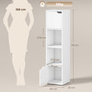 Libreria Moderna 30x29x119 cm con 2 Armadietti e Ante a 4 Ripiani in Legno Bianco      