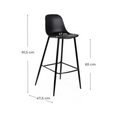 Set 4 Sgabelli 47,5x47xH91,5 cm in Polipropilene Frida Nero