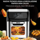 Friggitrice Aria Calda Air Fryer 12 L 1800W Display LCD 12 Programmi con Accessori Argento e Nero      