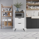 Mobile Multiuso 60x36x136 cm con 2 Cassetti e 1 Ripiano in Melamina Bianco Effetto Legno      
