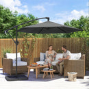Ombrellone a Sbalzo 302x295x242 cm con Base a Croce in Metallo e Poliestere Grigio Scuro      