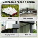 Garage Aperto 108x86x62.5 cm per Attrezzi e Tagliaerba con Tetto Inclinato in Acciaio Grigio Scuro      