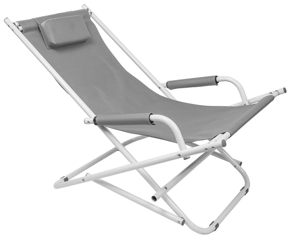 sconto Sedia Sdraio Basculante Pieghevole 98x61x72 cm in Acciaio e Tessuto Oxford 600D Grigio