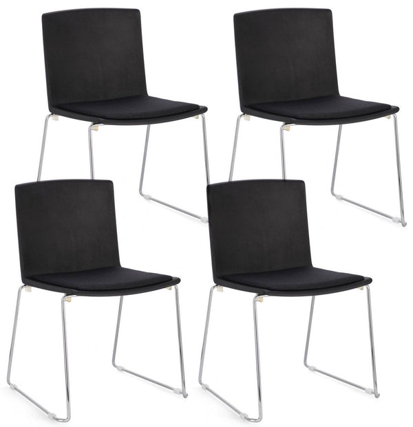 online Set 4 Sedie 43,5x50x79 cm Giulia in Poliestere Cromo e Nero