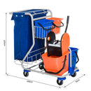 Carrello Pulizie Professionale 4 Secchi 18L/6L con Ruote   Blu e Arancione
