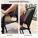 Set 4 Sedie da Giardino 56x66x91 cm Impilabili in Acciaio e PP Nero      