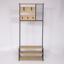 Mobile Ingresso con Scarpiera e Appendiabiti 78x30x182 cm in MDF Nomad Rovere
