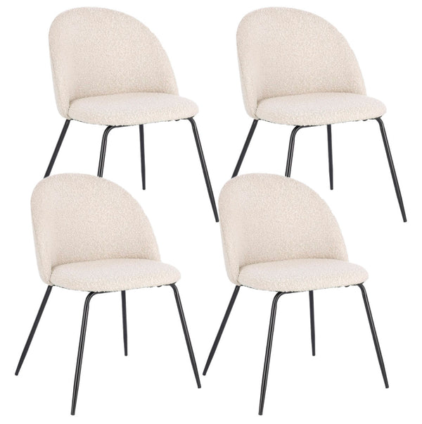 prezzo Set 4 Sedie 49x55x77 cm Tanya in Bouclè Nero e Avorio