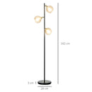 Lampada da Terra con 3 Paralumi Ø36x162 cm in Metallo Nero e Grigio