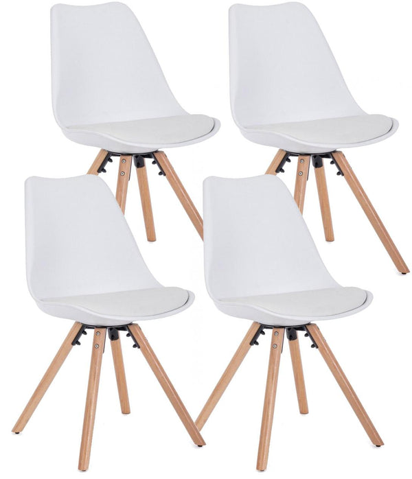 Set 4 Sedie 54x49x83,5 cm in Similpelle Bianco sconto