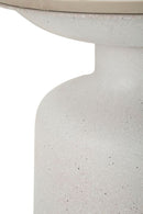 Tavolinetto White Fush Ø40x47 cm in Ferro e Ceramica Bianco      