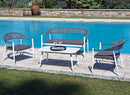 Set Salotto da Giardino in Corda Divano 2 Poltrone e Tavolino Vorghini Eindhoven Grigio