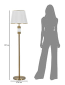 Lampada da Terra Whity Ø41x160 cm in Ferro e Tessuto Oro e Bianco      