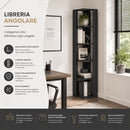 Libreria Angolare 34x34x161 cm Scaffale Salvaspazio 5 Ripiani in Legno Antracite     