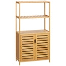 Mobiletto Bagno 2 Ripiani 2 Ante 60x30x120 cm in Bambù