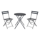 Set 3 Pezzi Giardino Tavolo 2 Sedie Bistrot Pieghevole Modello Parigi Grigio      