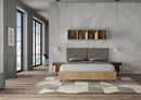 Letto Matrimoniale con Alzata Comoda Struttura Quercia con Cuscini in Similpelle Appia Cappuccino Varie Misure
