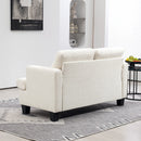 Divano 2 Posti Moderno 138x70x80 cm con Cuscini Rimovibili e Lavabili in Ciniglia Bianco Crema  