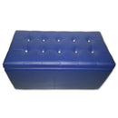 Baule Cassapanca Pouf Contenitore in Similpelle e Cristalli Renier Blu