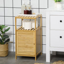 Mobiletto Bagno Armadietto con Anta 33x36,5x67 cm in Bambù a Doghe Naturale 