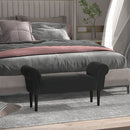 Panca Fondo Letto Imbottita con Braccioli Arrotolati 102x35x51 cm in Legno e Tessuto Nero