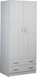 Armadio 2 Ante 2 Cassetti 77x182x52 cm Eucalipto